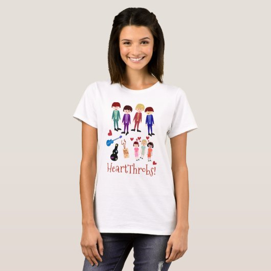 T-shirt Illustration de la bande rétro Heartthrobs (Devant entier)