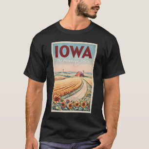 T-shirt Illustration de la campagne de l'Iowa Art de voyag