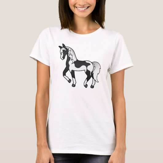T-shirt Illustration de la caricature du cheval de Trot no (Devant)