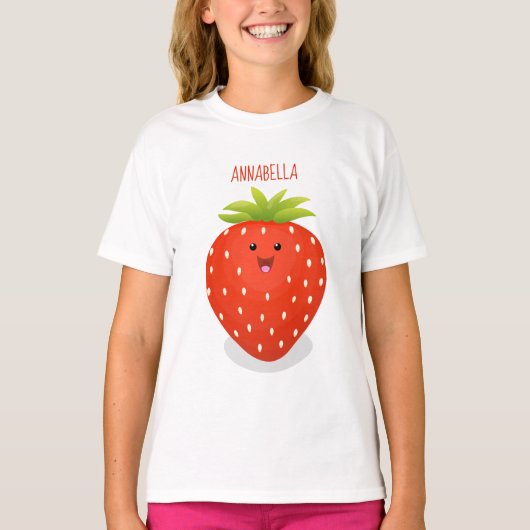 T-shirt Illustration de la fraise Cute kawaii (Devant)