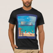 T-shirt Illustration de la plage d'écran de bateau (Devant)
