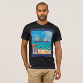 T-shirt Illustration de la plage d'écran de bateau (Devant entier)