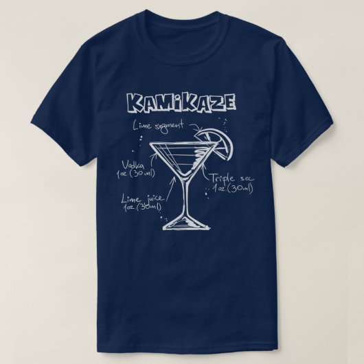 T-shirt Illustration de la recette de cocktail Kamikaze (Design devant)