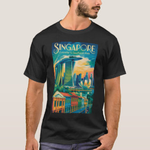 T-shirt Illustration de la skyline de Singapour Art de voy