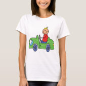 T-shirt Illustration de la voiture verte pour enfants (Devant)