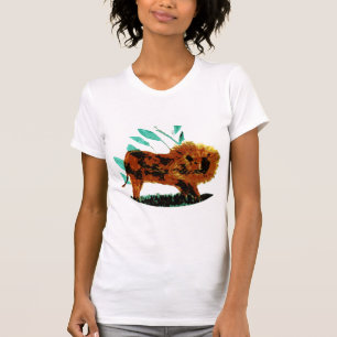 T-shirt Illustration de l'animal sauvage de lions feuillus