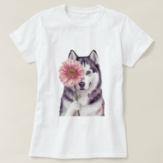 T-shirt Illustration de l'aquarelle adorable Husky