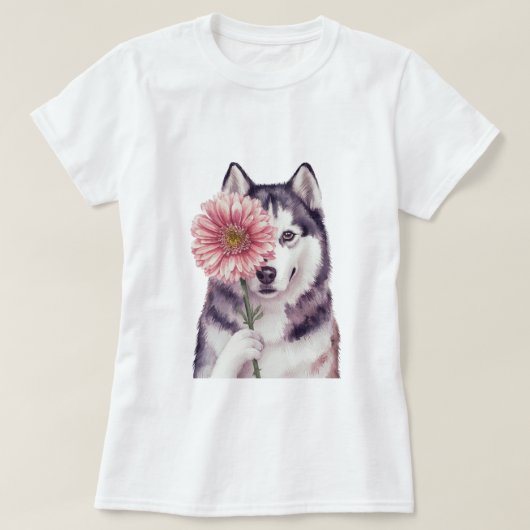 T-shirt Illustration de l'aquarelle adorable Husky (Design devant)