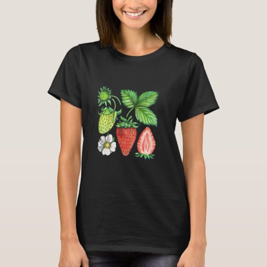 T-shirt Illustration de l'aquarelle de fraise (Devant)