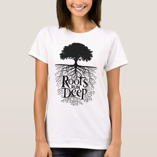 T-shirt Illustration de l'arbre profond des racines (Devant)