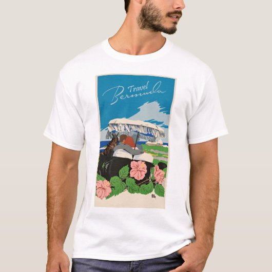 T-shirt Illustration de l'art de voyage des Bermudes vinta (Devant)