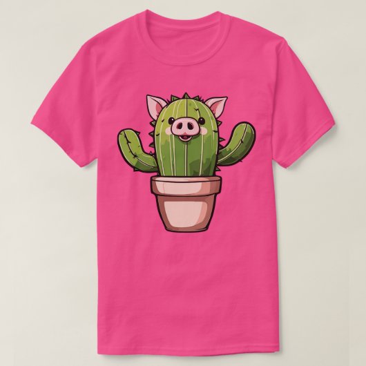 T-shirt Illustration de l'art Pig Cactus (Design devant)