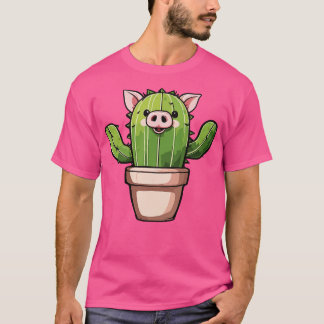 T-shirt Illustration de l'art Pig Cactus
