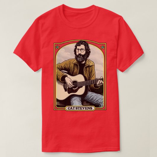 T-shirt Illustration de l'artiste rétro Cat Stevens (Design devant)