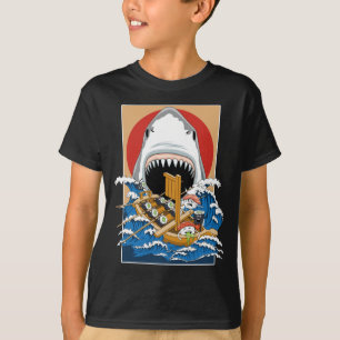 T-shirt Illustration de l'attaque de requins sushis