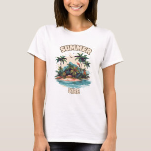 T-shirt Illustration de l'île tropicale Vibe été