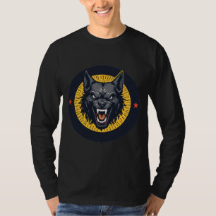 T-shirt Illustration de loup féroce avec design circulaire