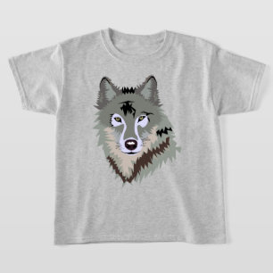 T-SHIRT ILLUSTRATION DE LOUP GRIS STYLISÉ