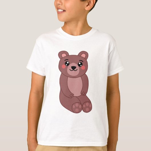 T-shirt Illustration de l'ours Brown Cute Kawaii (Devant)