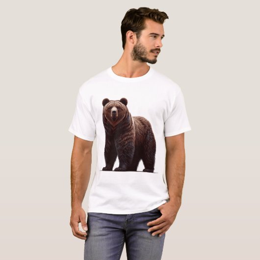 T-shirt Illustration de l'ours grizzli majestueux - Force (Devant entier)