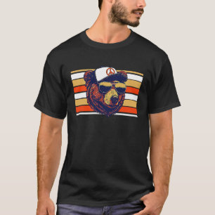 T-shirt Illustration de l'ours Hipster Lunettes de soleil