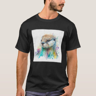 T-shirt Illustration de loutre mignonne avec éclaboussures