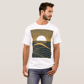 T-shirt Illustration de lune de soleil stylisée, mer sombr (Devant entier)