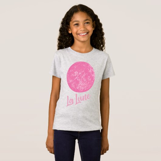 T-Shirt Illustration de lune rose mignonne Citation de La (Devant entier)