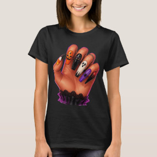 T-shirt Illustration de main d'art des ongles d'Halloween
