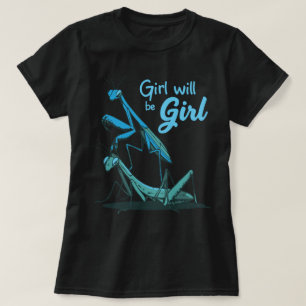T-shirt Illustration de Mantis bleu vif avec une phrase am