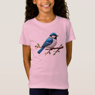 T-Shirt Illustration de merle bleu sur une branche