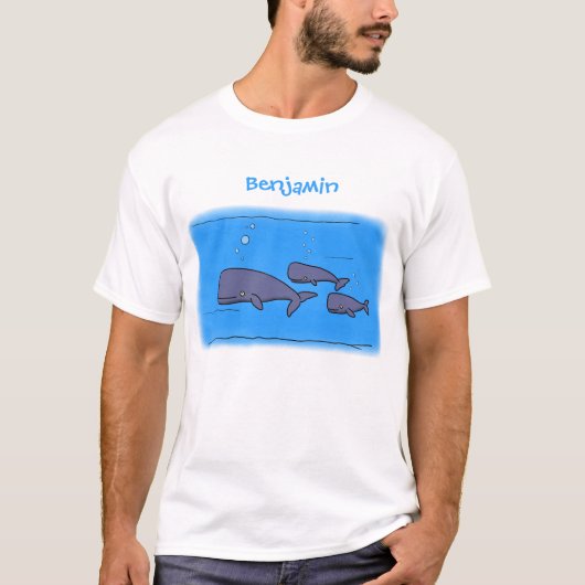 T-shirt Illustration de mignonne migratrice de baleines à (Devant)