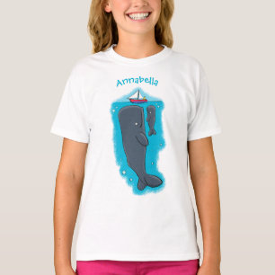 T-shirt Illustration de mignons baleines et voiliers