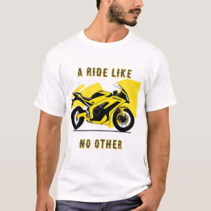 T-shirt Illustration de moto de course jaune et de pilote