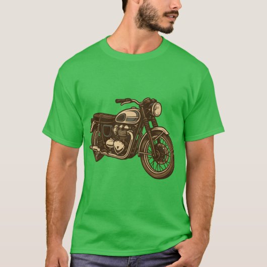 T-shirt Illustration de moto vintage (Devant)