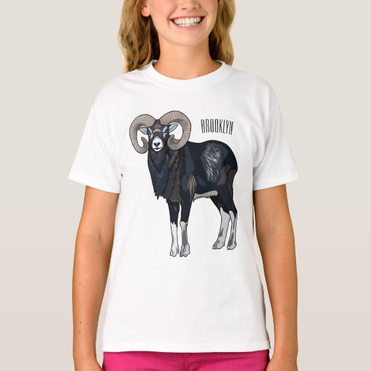 T-shirt Illustration de mouflon, mouton (Devant)