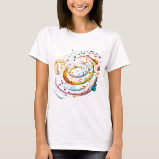 T-shirt Illustration de musique Whimsical avec notes color