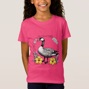 T-Shirt Illustration de Nene hawaïen avec hibiscus jaune