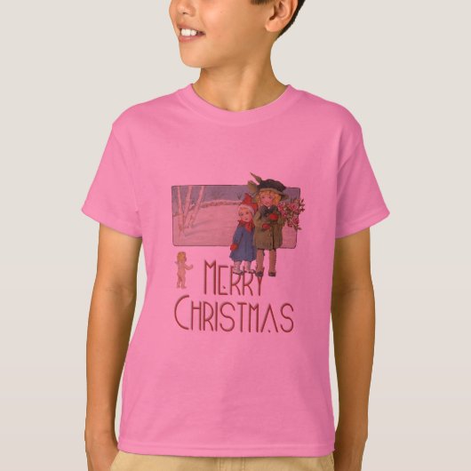 T-shirt Illustration de Noël Antique Enfants 1920 (Devant)