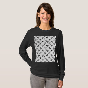 T-shirt Illustration de papillon noir et blanc Blanc