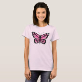 T-shirt Illustration de papillon rose (Devant entier)