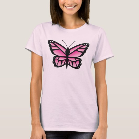 T-shirt Illustration de papillon rose (Devant)