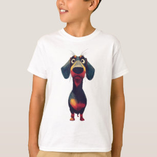 T-shirt Illustration de personnage de teckel fantaisiste