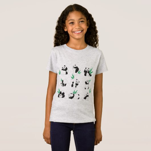 T-Shirt Illustration de petits pandas mignons (Devant entier)
