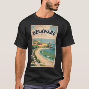 T-shirt Illustration de phare du Delaware Art de voyage ré