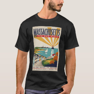 T-shirt Illustration de phare du Massachusetts, Art de voy