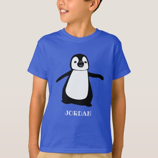 T-shirt Illustration de pingouin mignon personnalisée Garç (Devant)