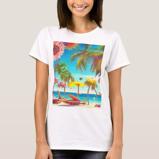 T-shirt Illustration de plage (Devant)