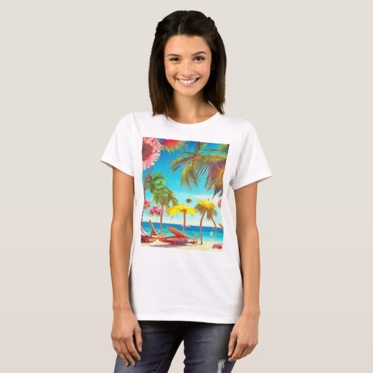 T-shirt Illustration de plage (Devant entier)