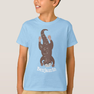 T-shirt Illustration de plongée de loutre mignonne